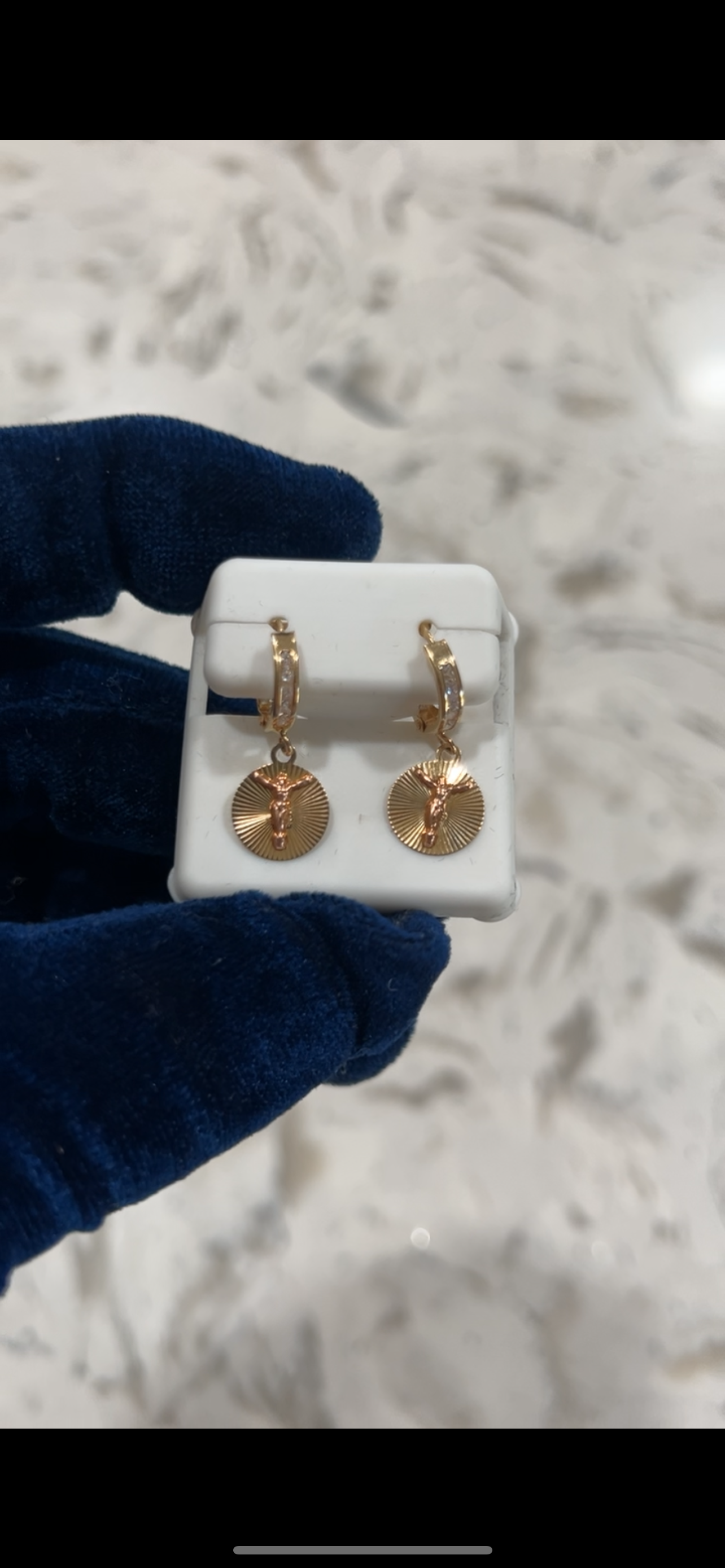 14k real gold hoop Jesus earrings