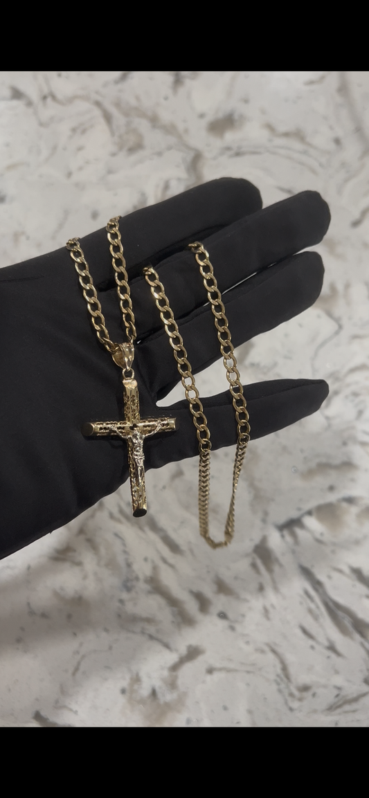14k real gold cross Chainset