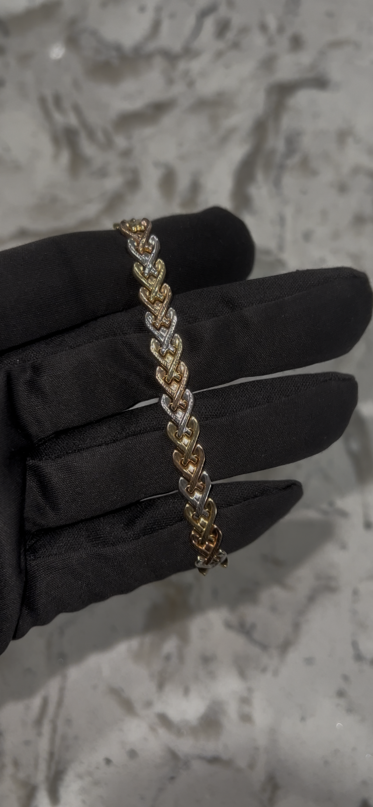 14k real gold tri color bracelet
