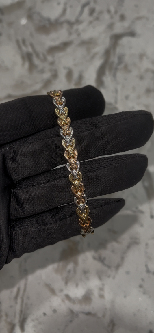 14k real gold tri color bracelet