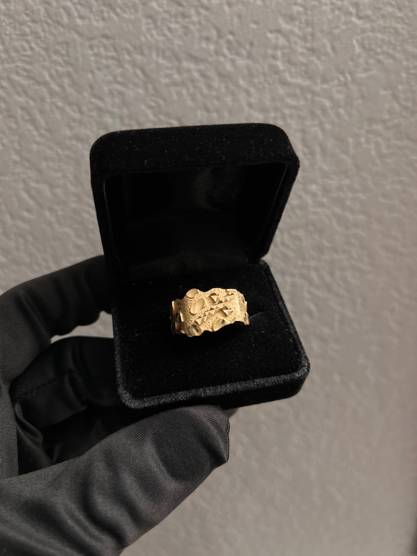 Cross nugget ring 14k real gold