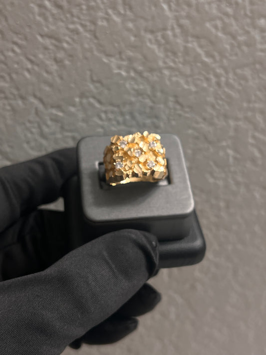 Chunky 14k real gold nugget ring