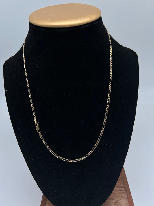 18inch tri color figaro chain 14k solid gold