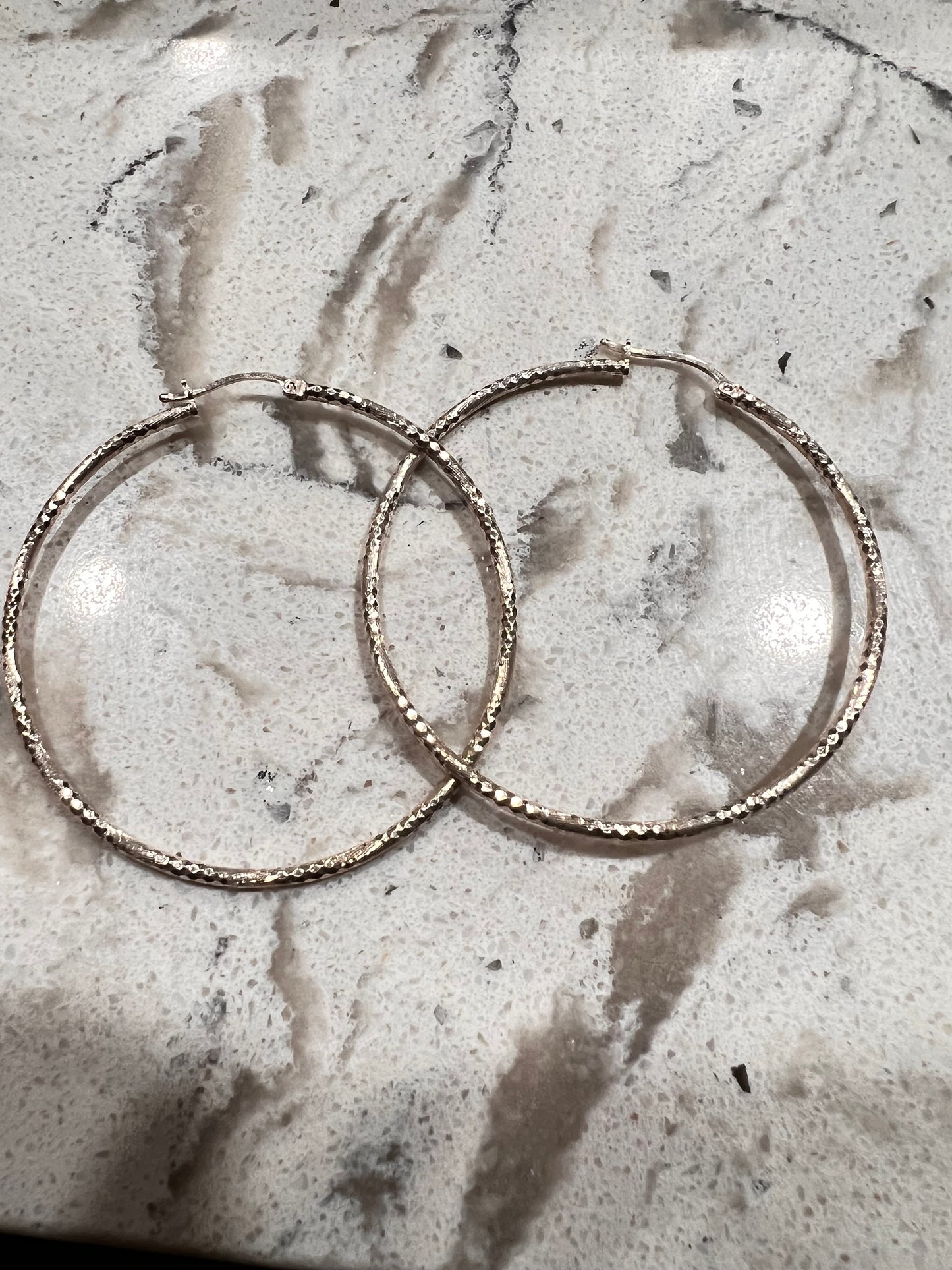 Large real silver Hoops