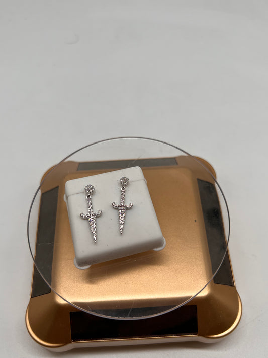 Sword real silver earrings