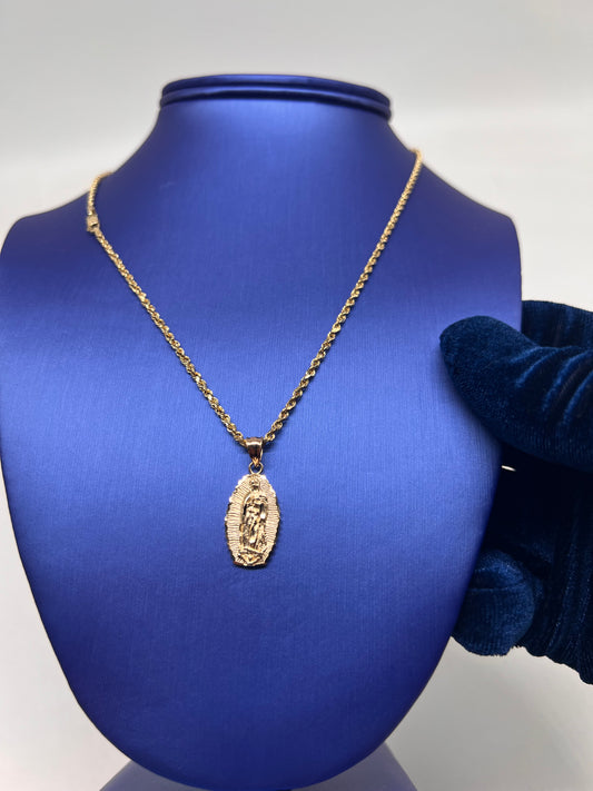 14k real gold virgen Mary set