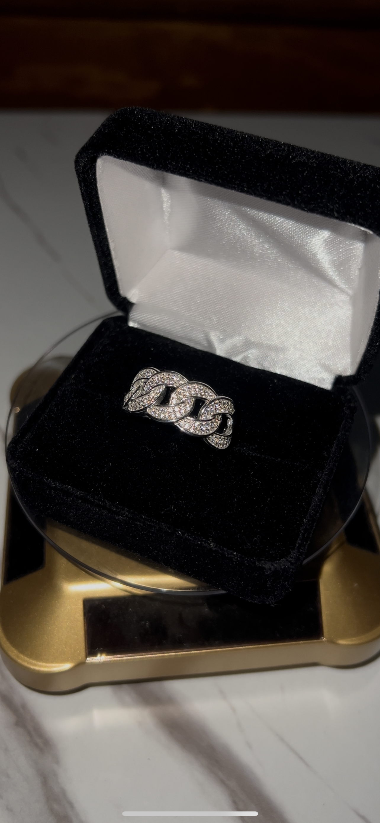 Real silver iced Cuban ring