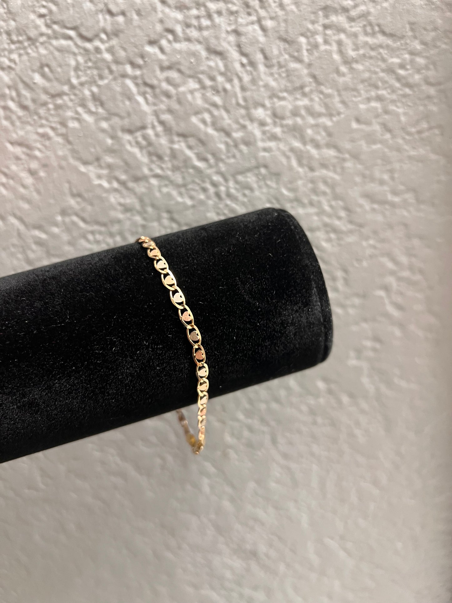 14k real gold tri color heart bracelet