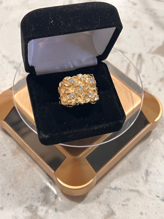 Chunky 14k real gold nugget ring