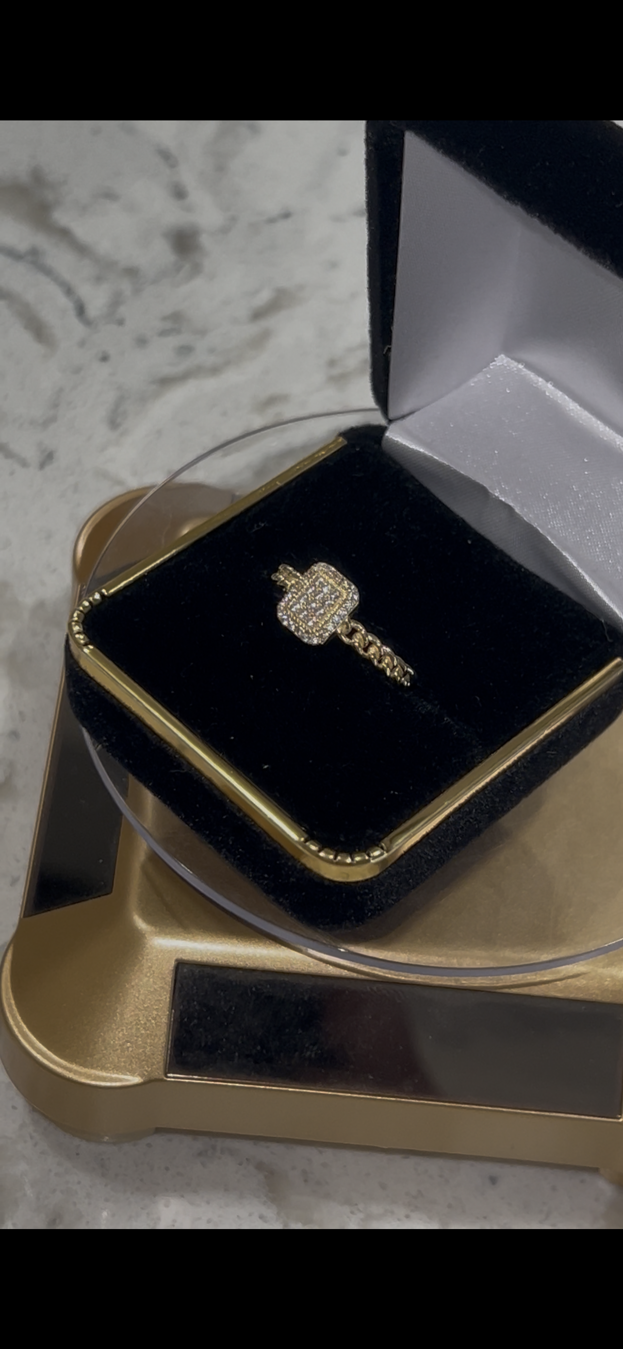 14k real gold baguette shape ring