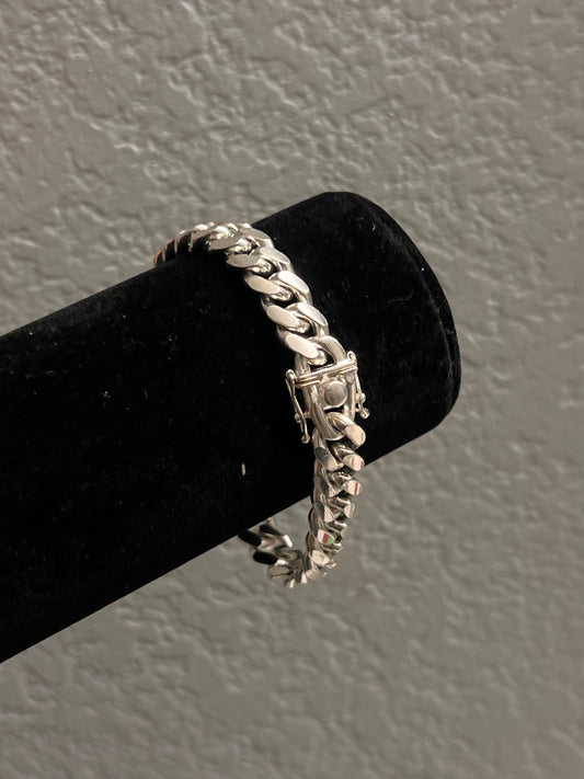 Real silver solid Miami cuban link