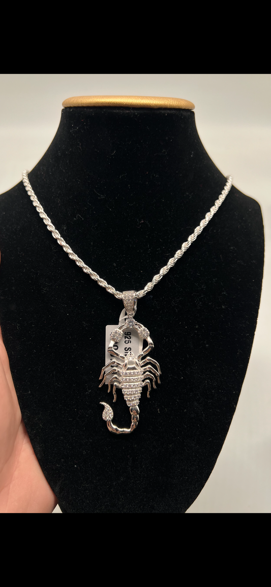 Scorpion chain real silver