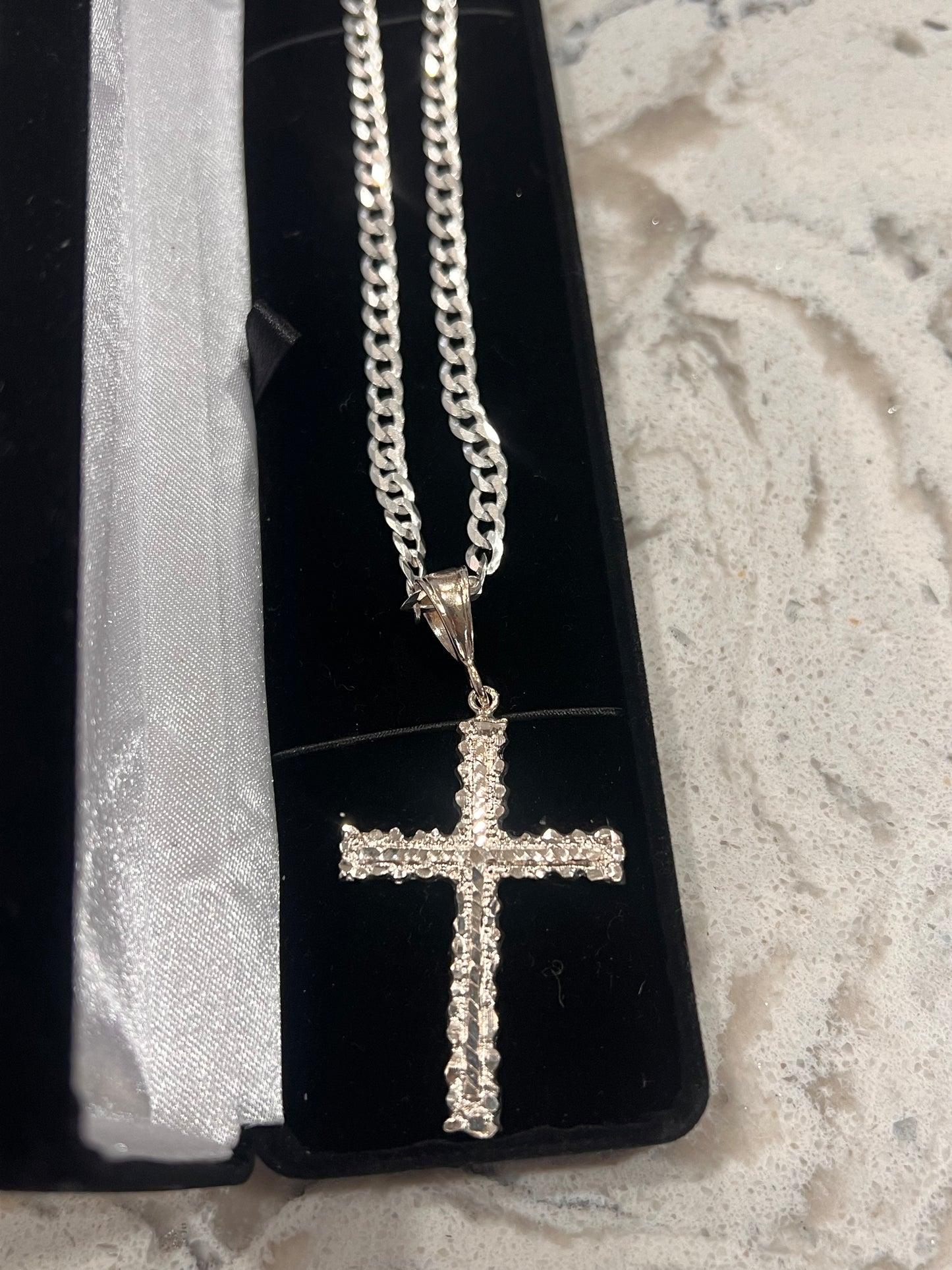 Real silver medium nugget cross