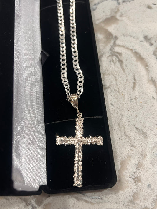 Real silver medium nugget cross
