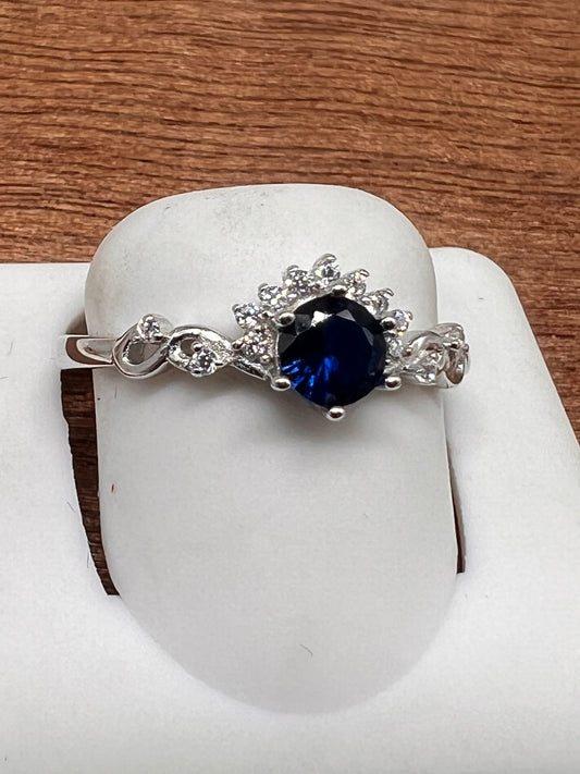 Real silver sapphire ring