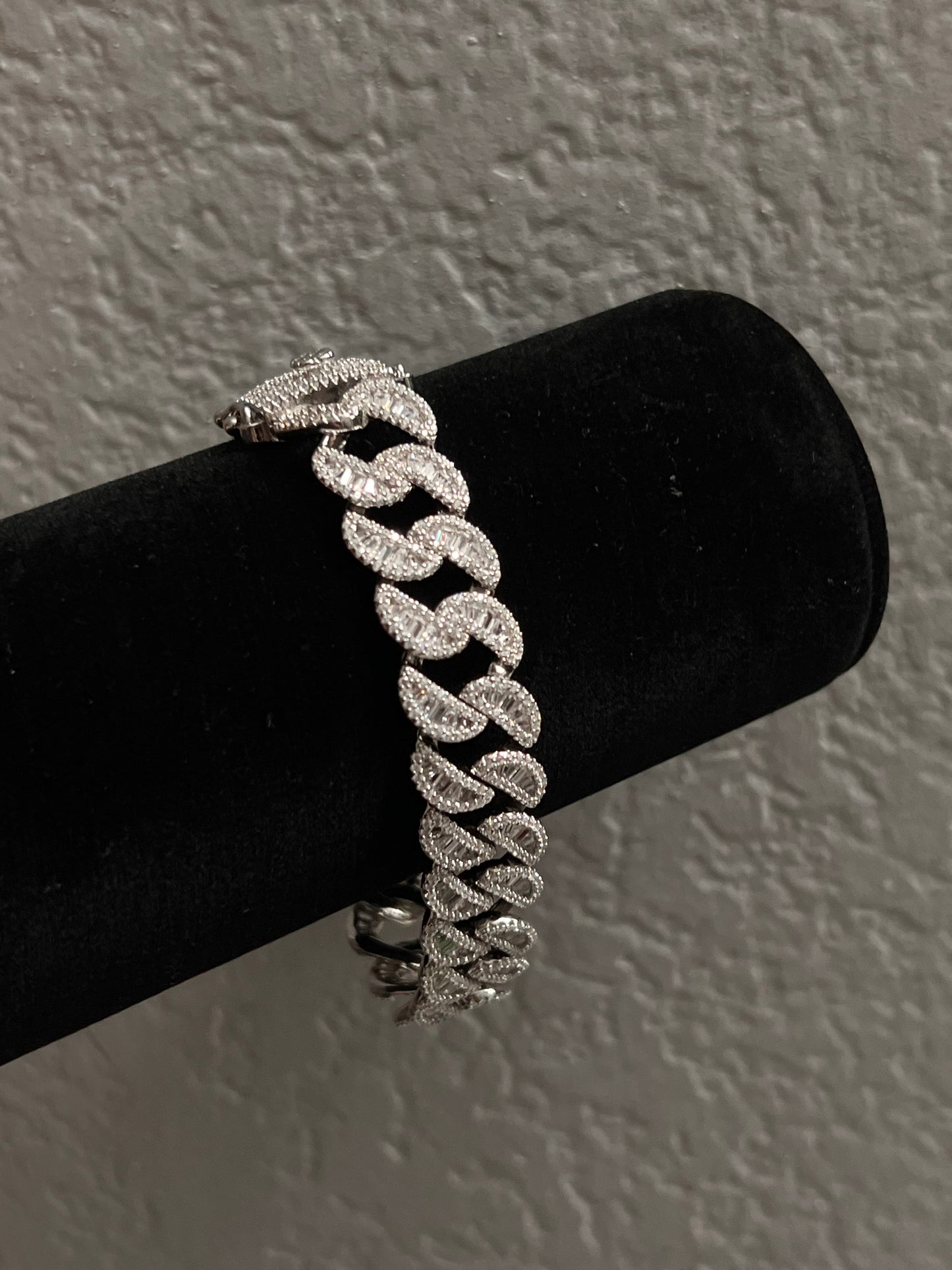 Real silver iced Cuban bracelet