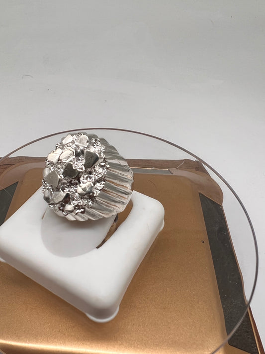 Real silver nugget ring