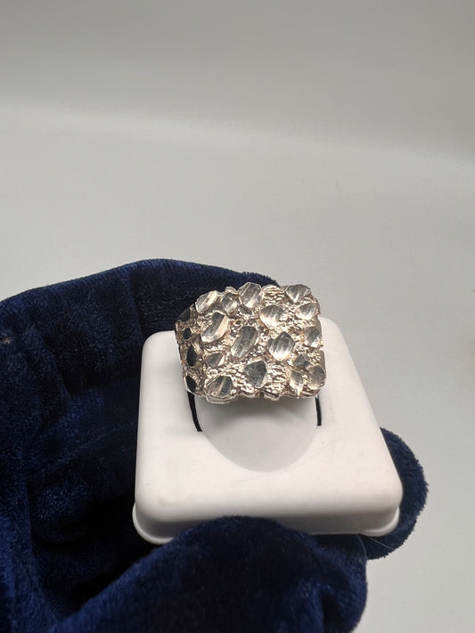 Real silver nugget ring