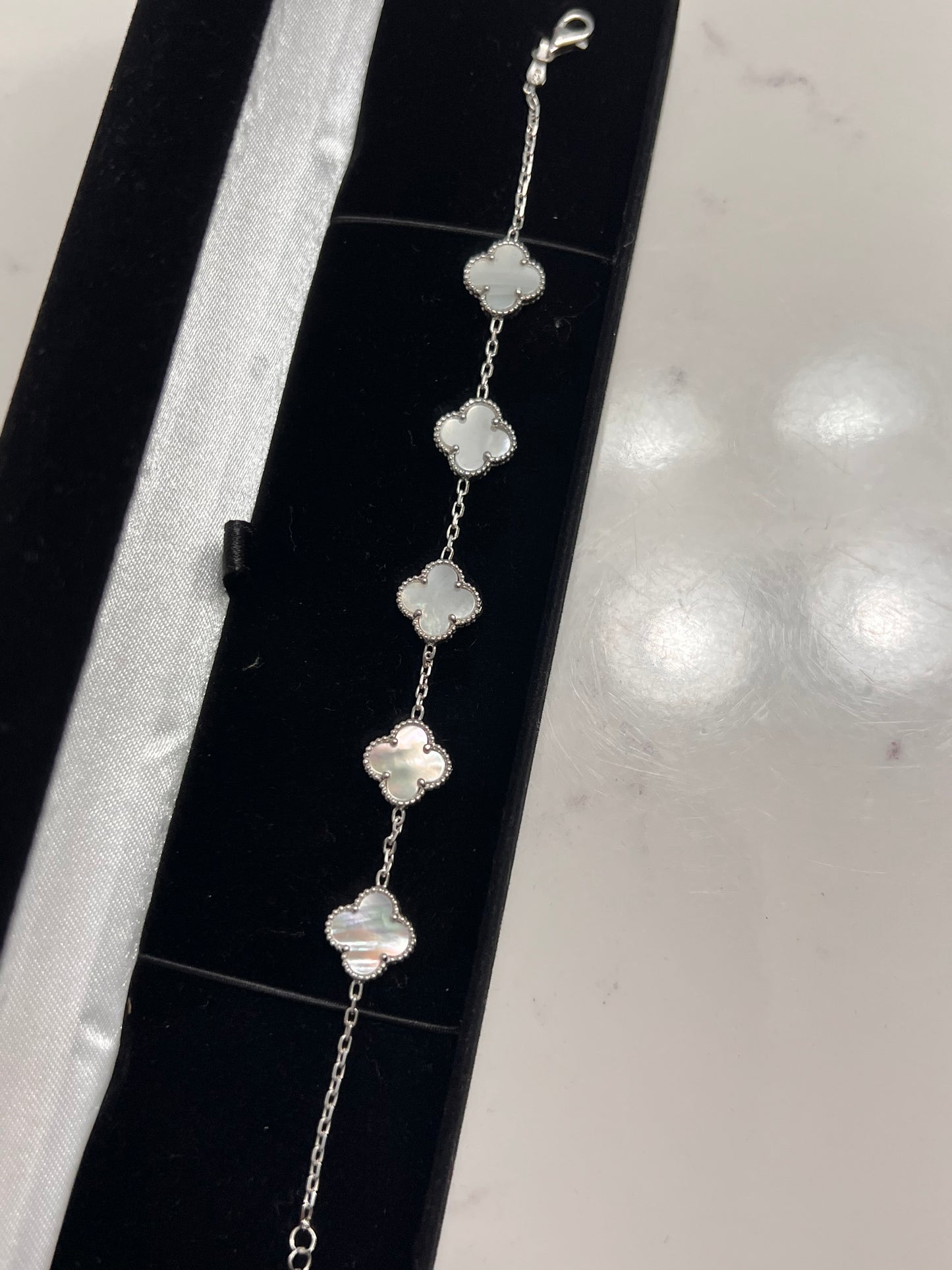 Clover bracelet real silver mother of Pearl