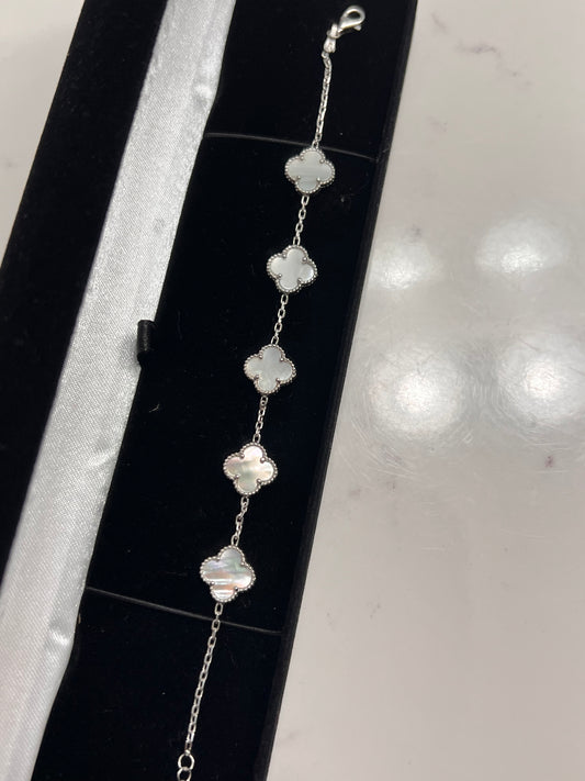Clover bracelet real silver mother of Pearl