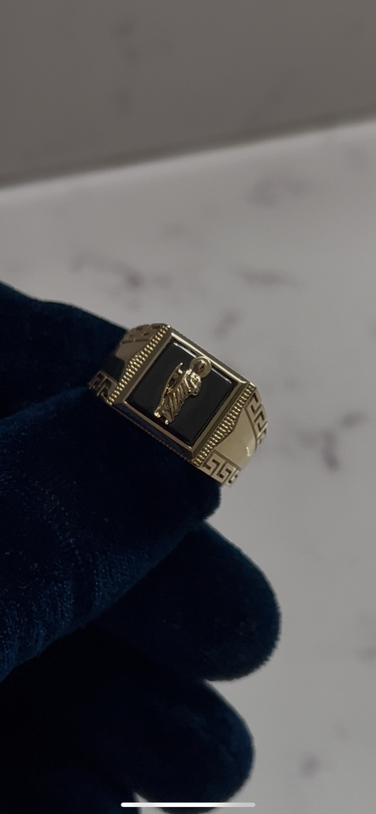 14k real gold San Judas ring w Versace sides