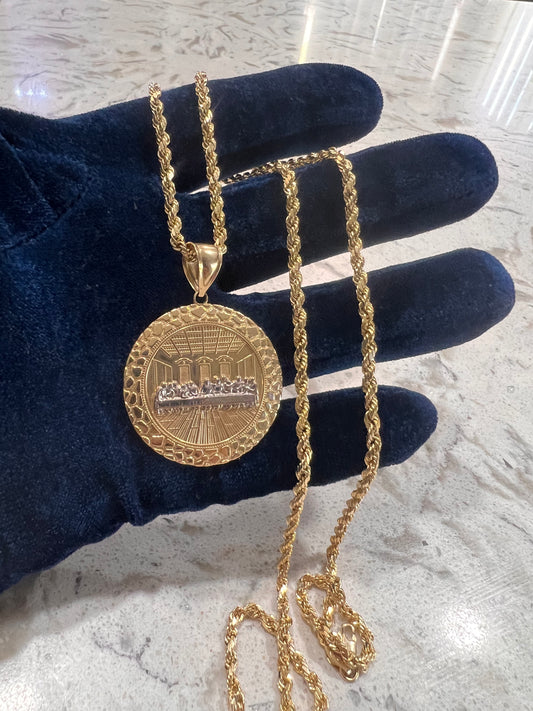 14k real gold last supper nugget style