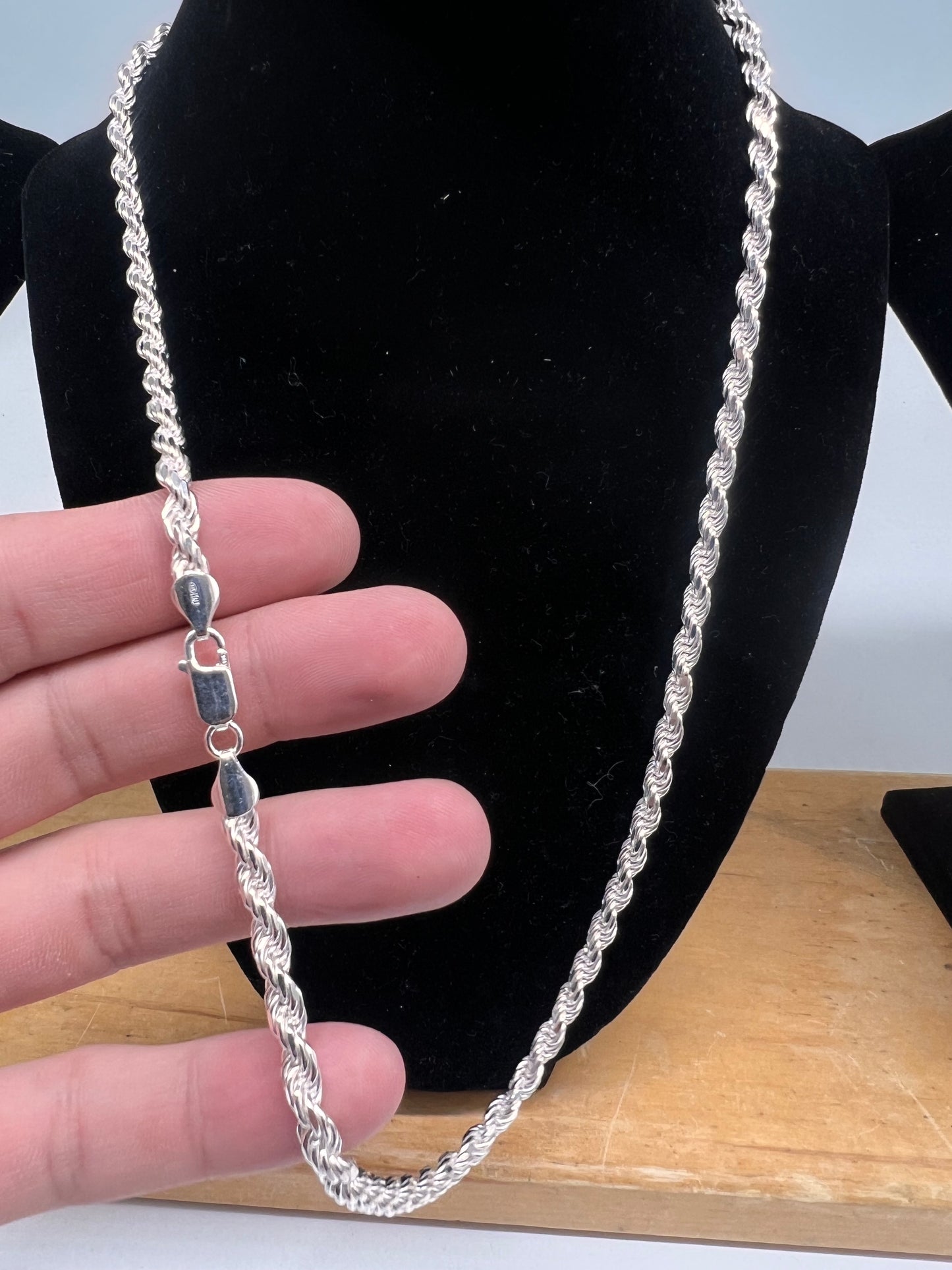 6mm rope chain 24inch real silver