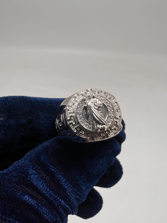 San Judas ring Versace style real silver