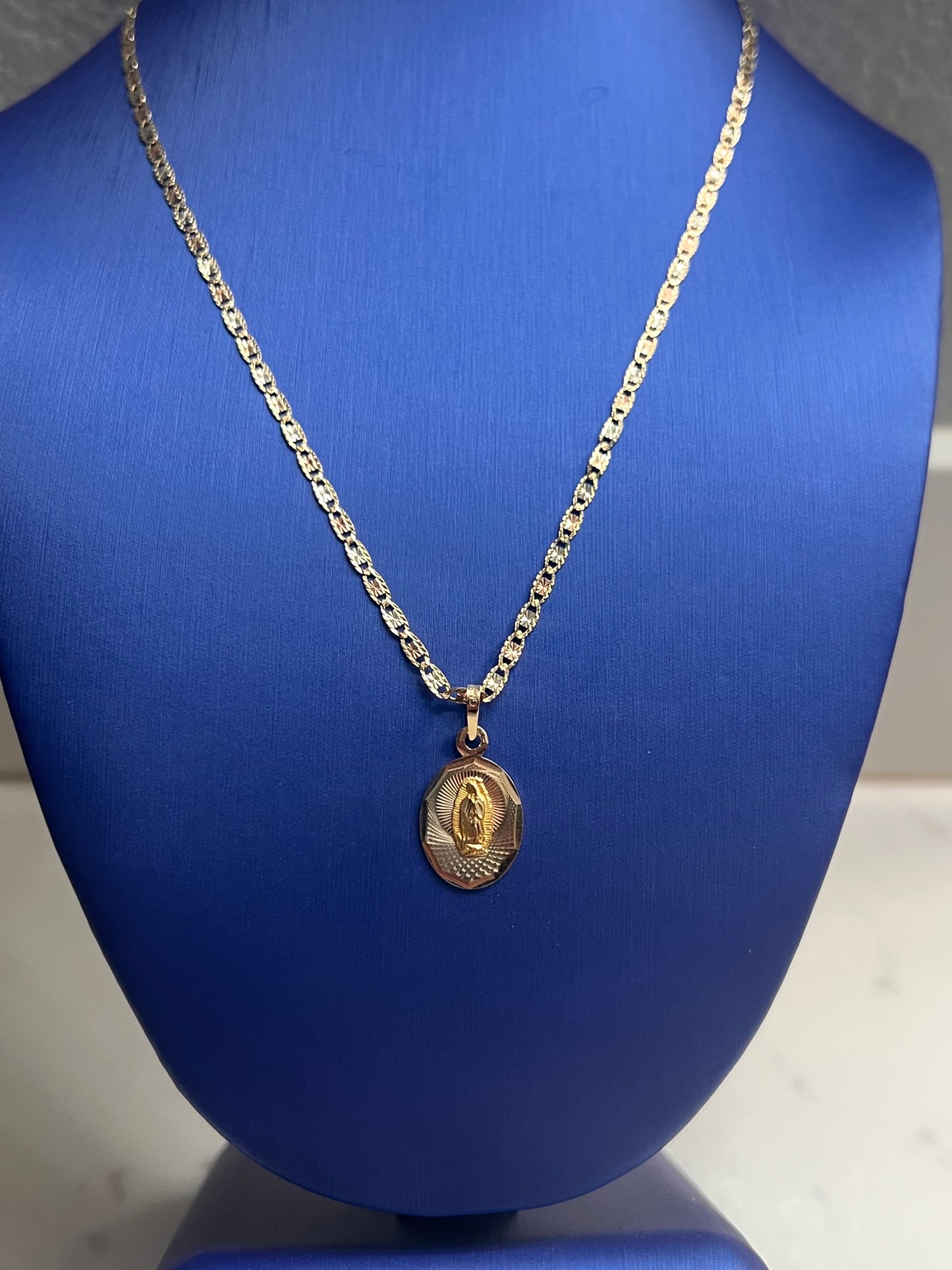 14k real gold virgen Mary set