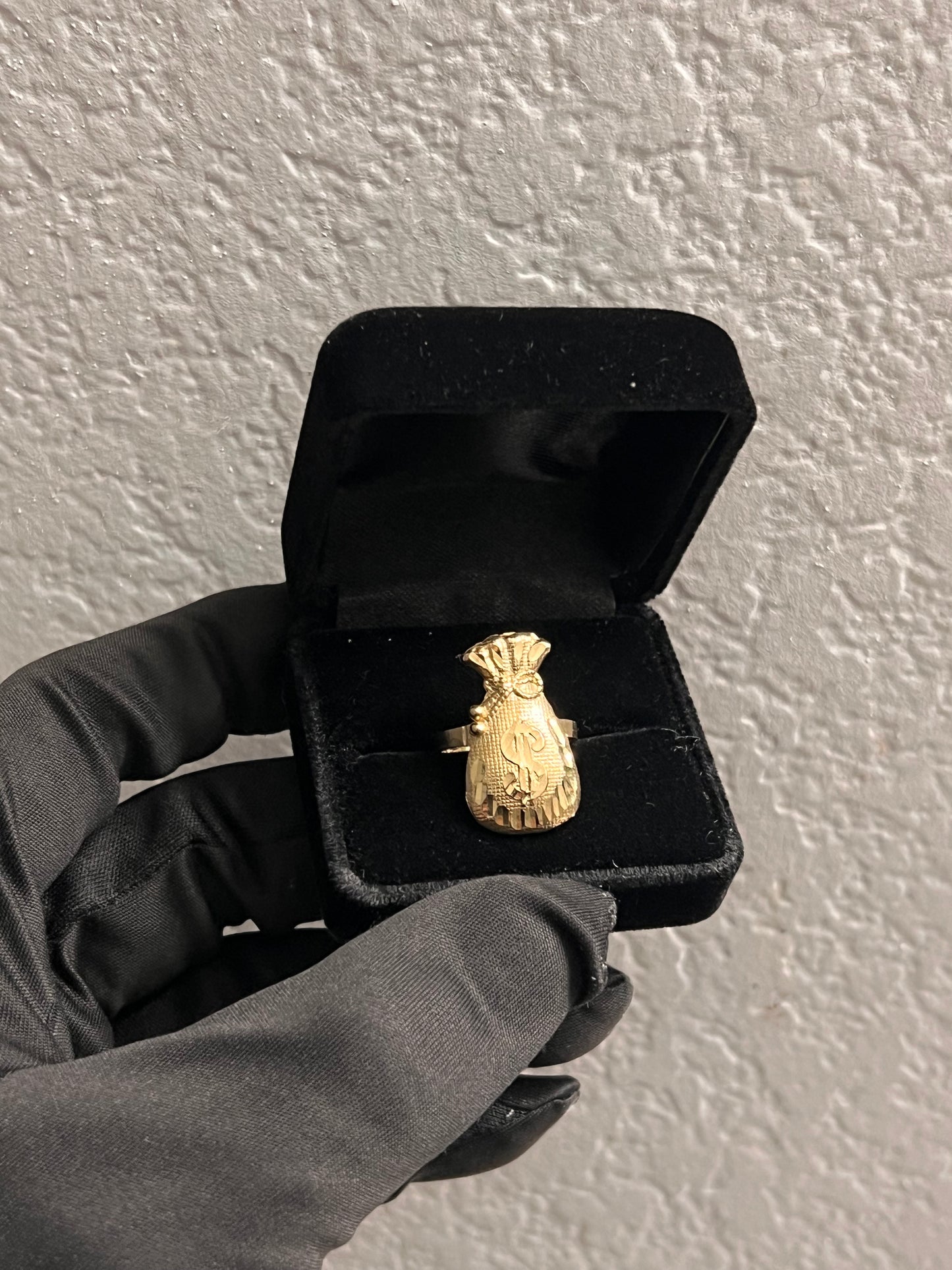 Money bag ring 10k real gold