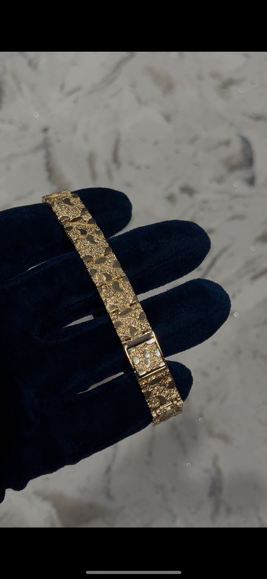 14k real gold nugget bracelet