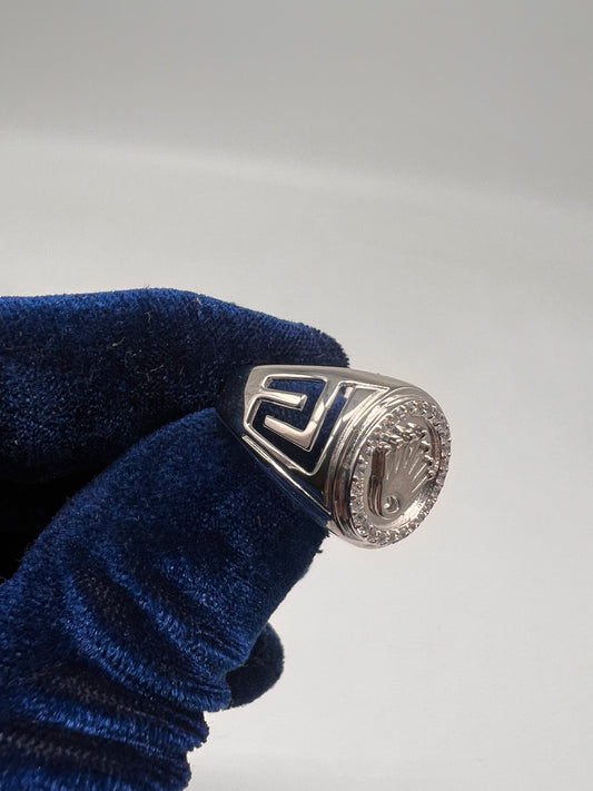 Rolex style ring real silver