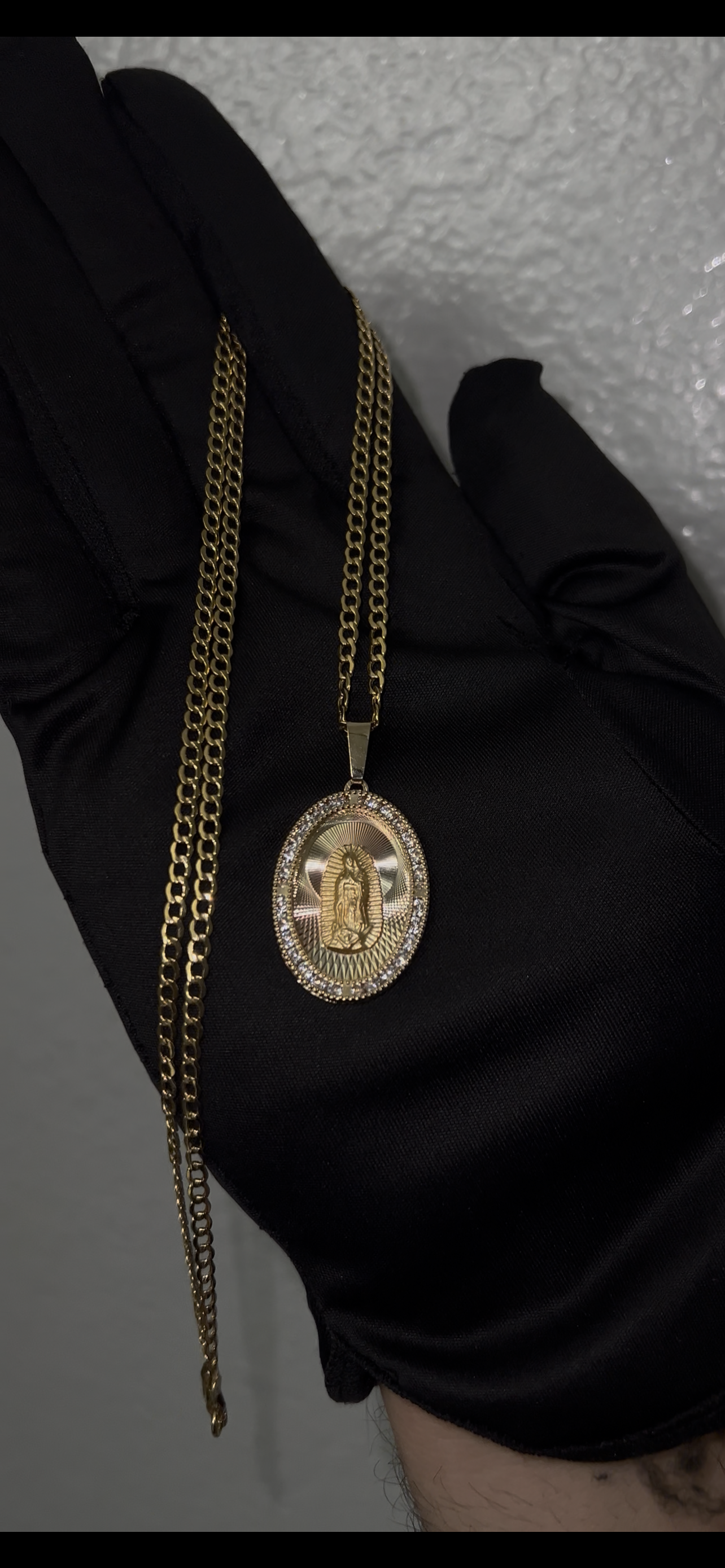 14k real gold virgen Mary chainset