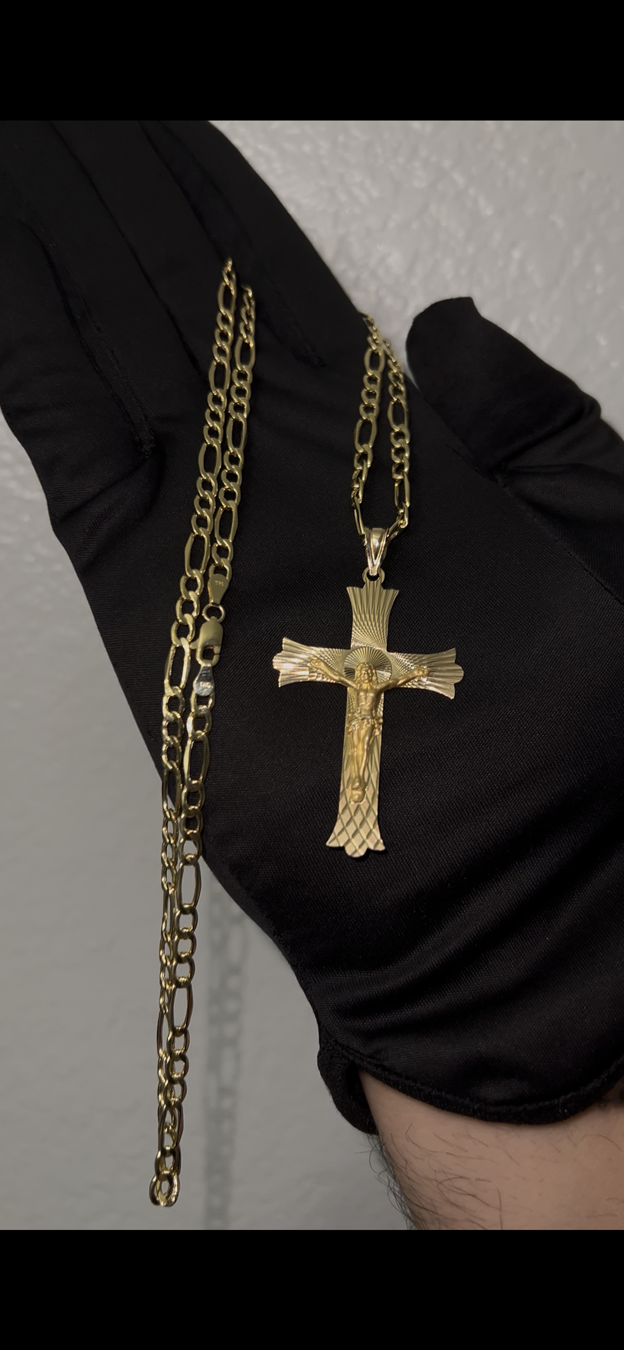 14k real gold cross chainset