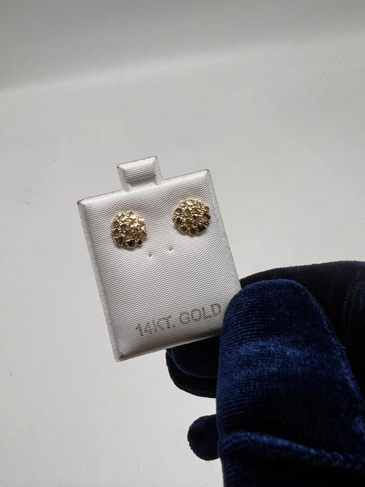 Medium nugget earrings 14k real gold