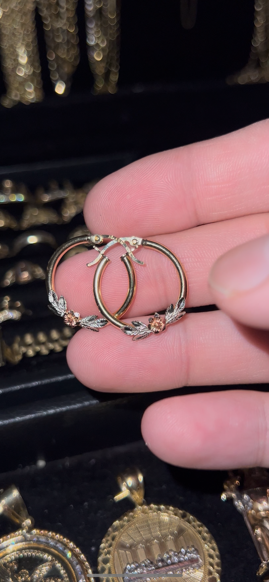 14k real gold rose hoops