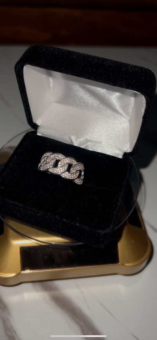 Real silver iced Cuban ring