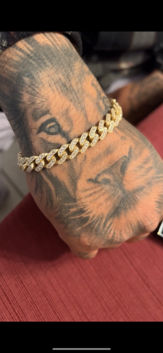 14k real gold Monaco cuban Bracelet