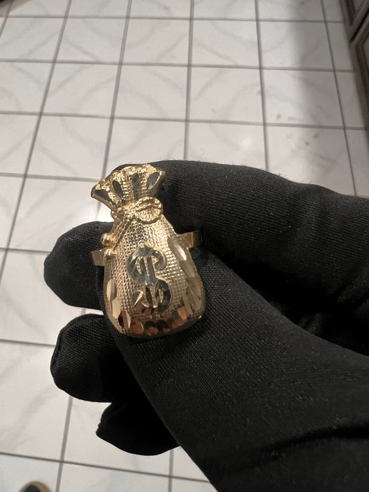 Money bag ring 10k real gold