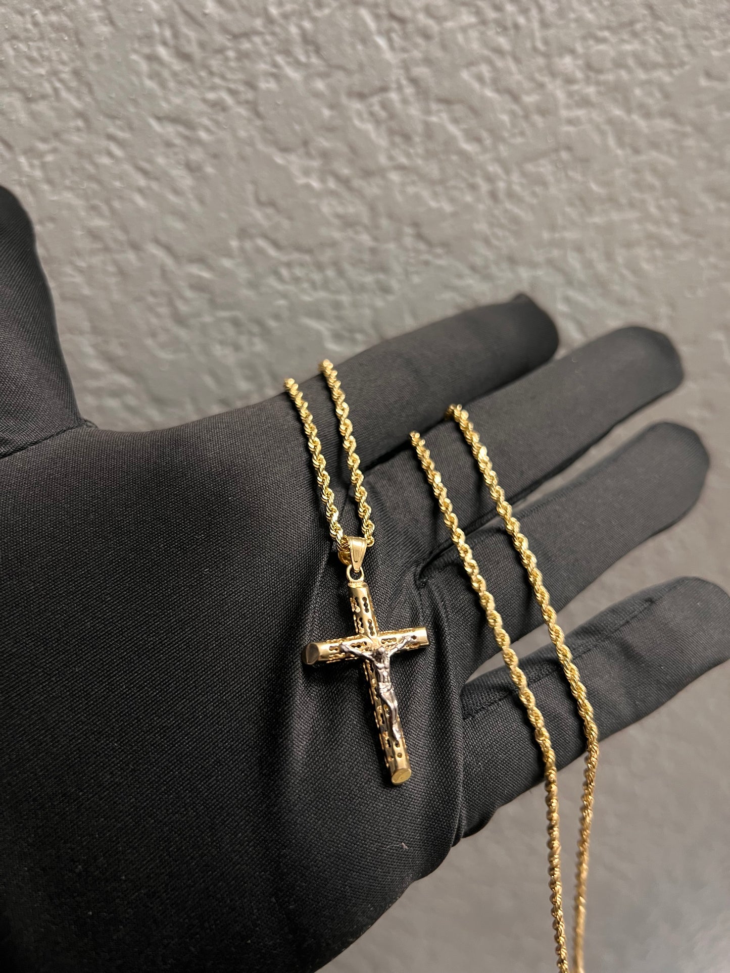 14k real gold cross chainset