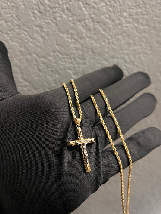 14k real gold cross chainset