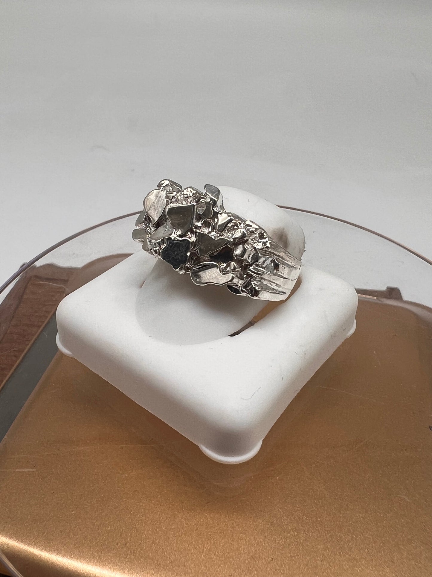 Real silver nugget ring