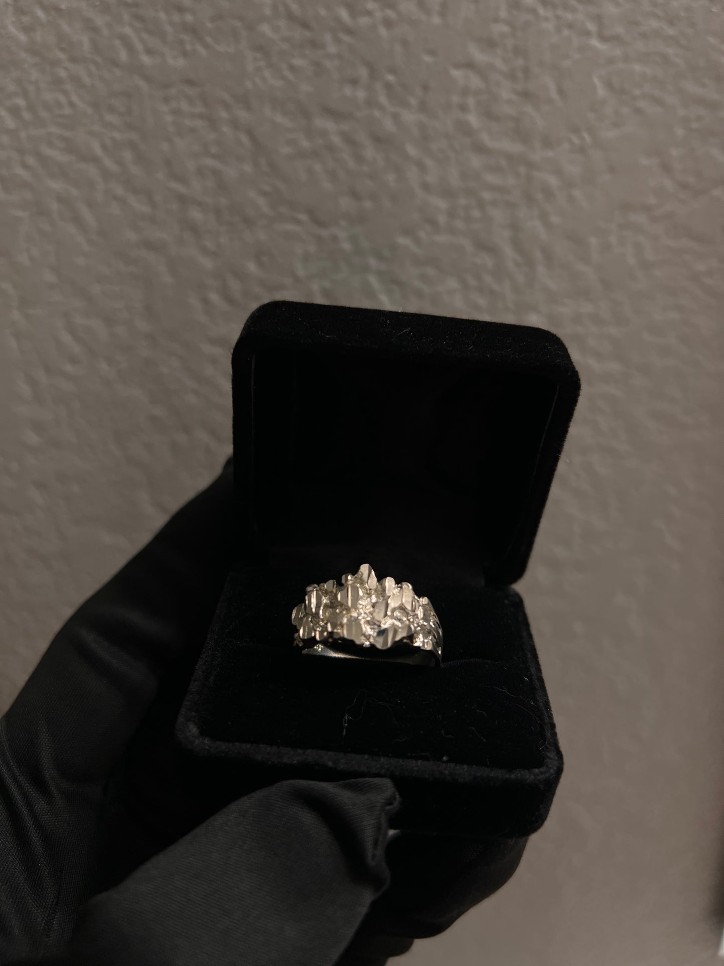 Real silver nugget ring