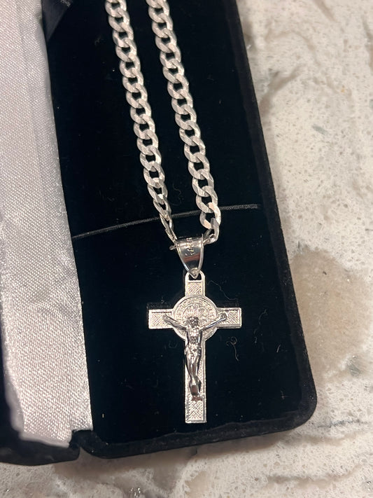 Real silver San Benito cross set