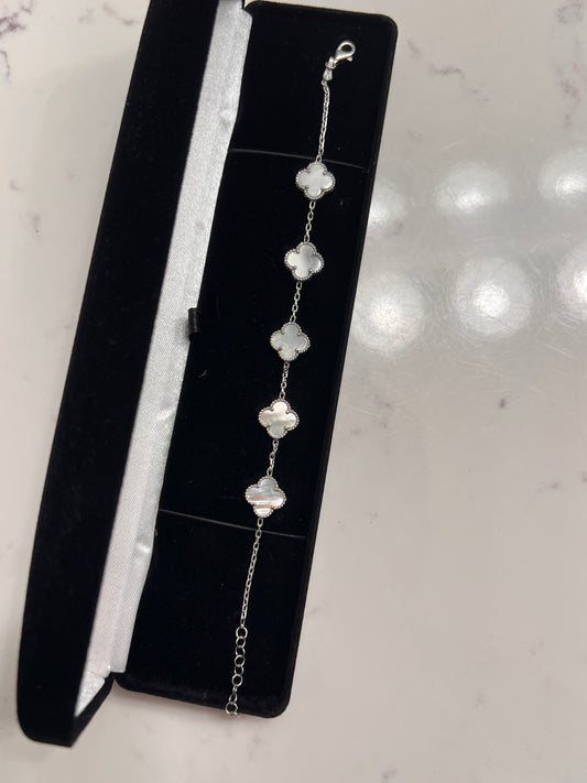 Clover bracelet real silver mother of Pearl