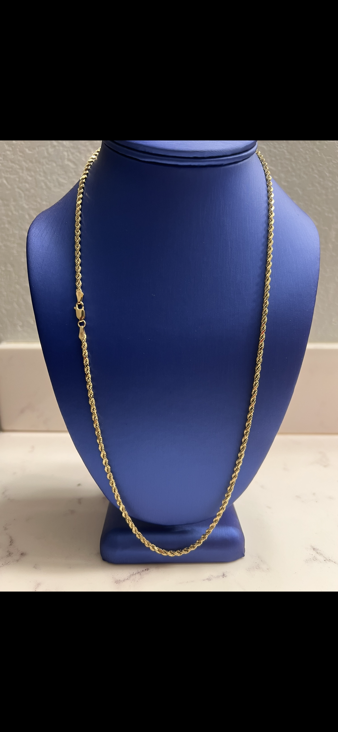 3.5mm 14k 24inch solid rope chain