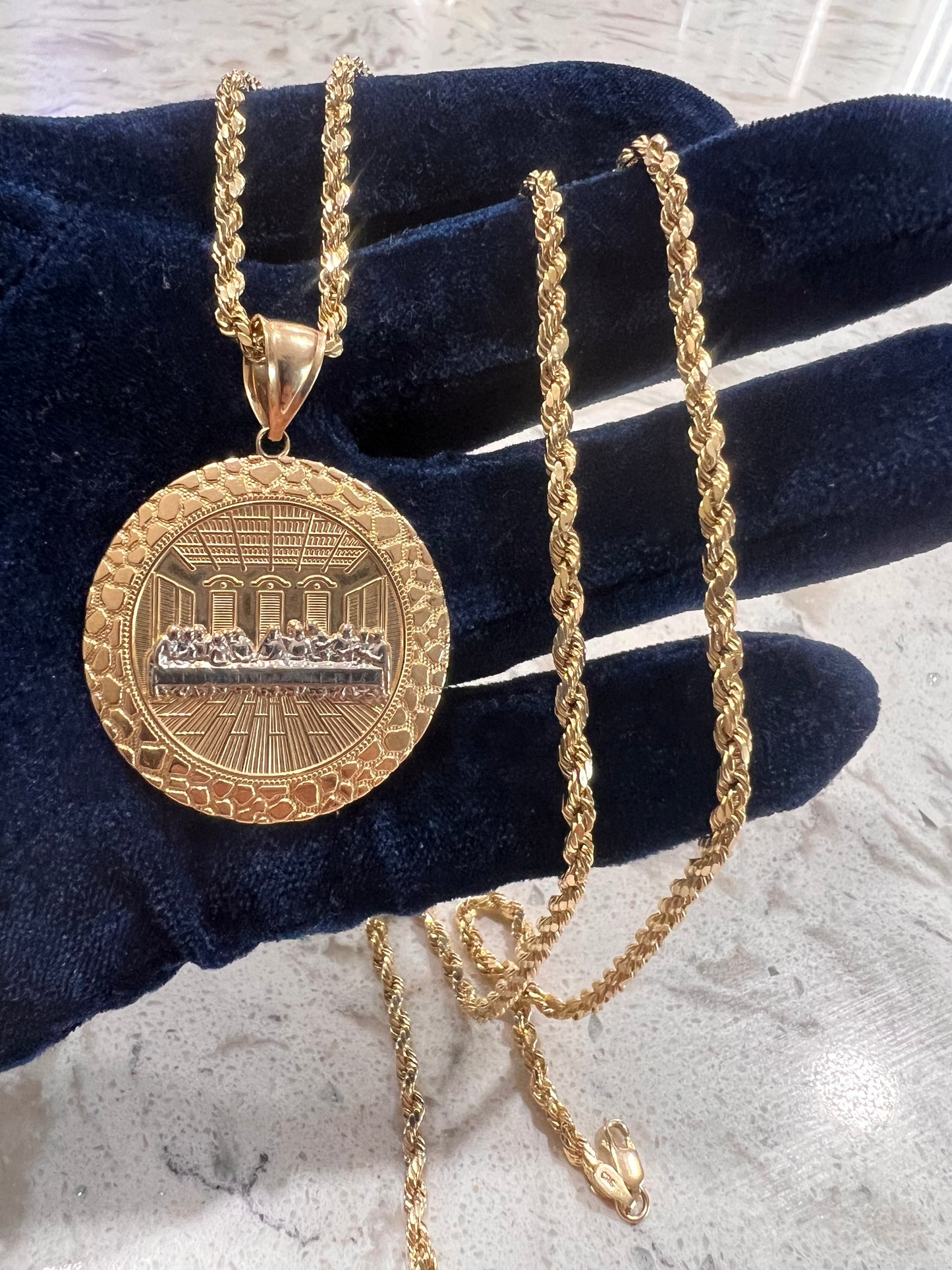 14k real gold last supper nugget style