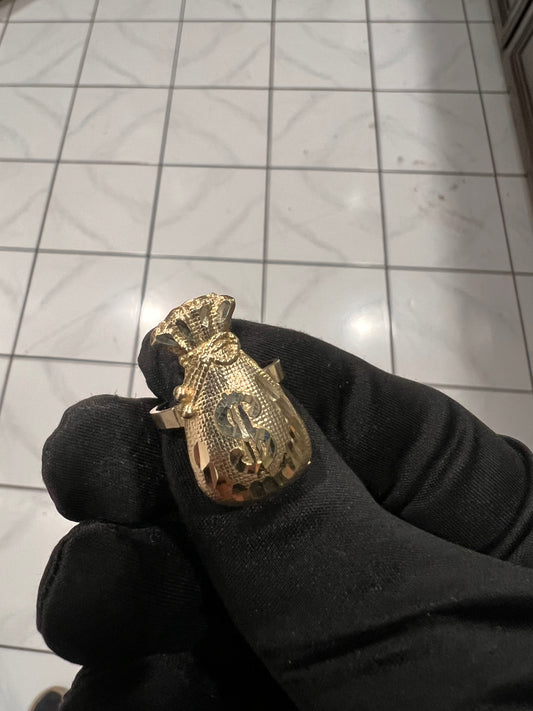 Money bag ring 10k real gold