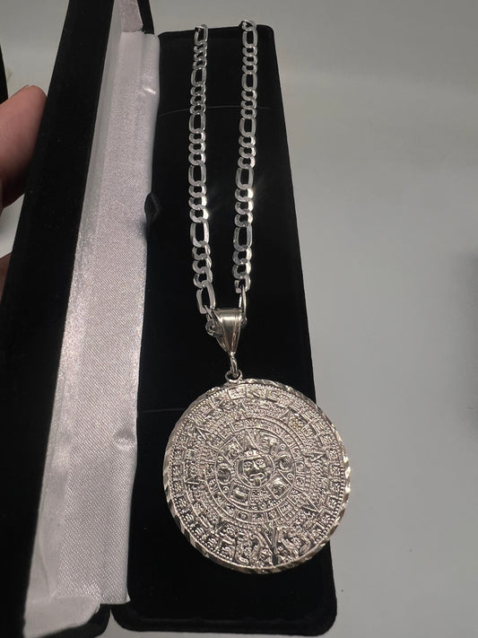 Large Aztec calendar real silver