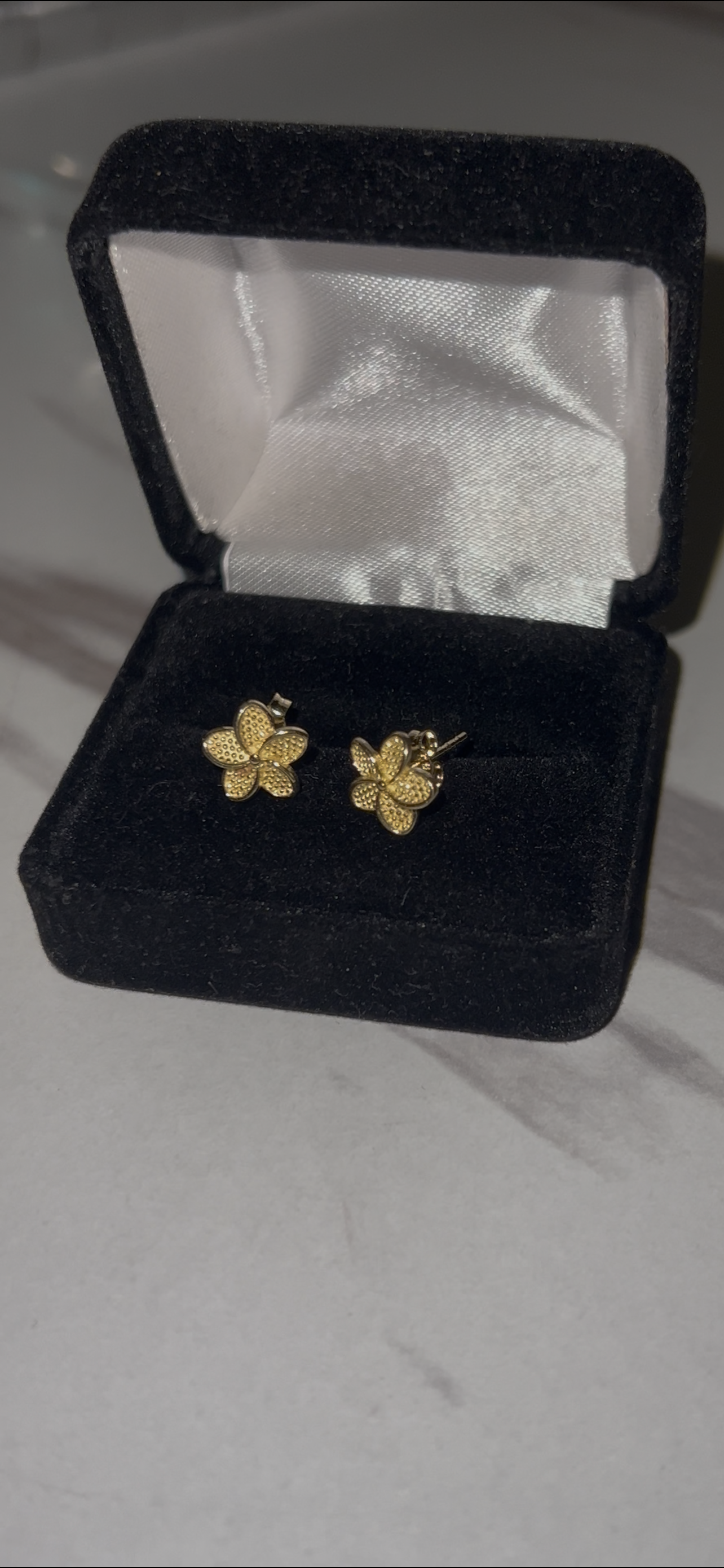 Hibiscus flower 14k real gold earrings